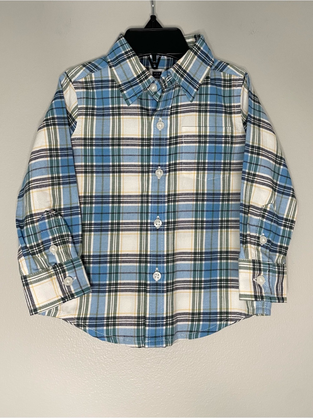 Janie and Jack Blue Plaid Button Down Shirt NWT